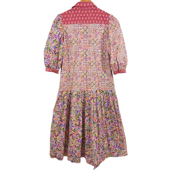 MIRTO 1956 100% Cotton Patchwork Paisley Floral Midi Dress Sz 44 Boho Resort - Picture 3 of 14